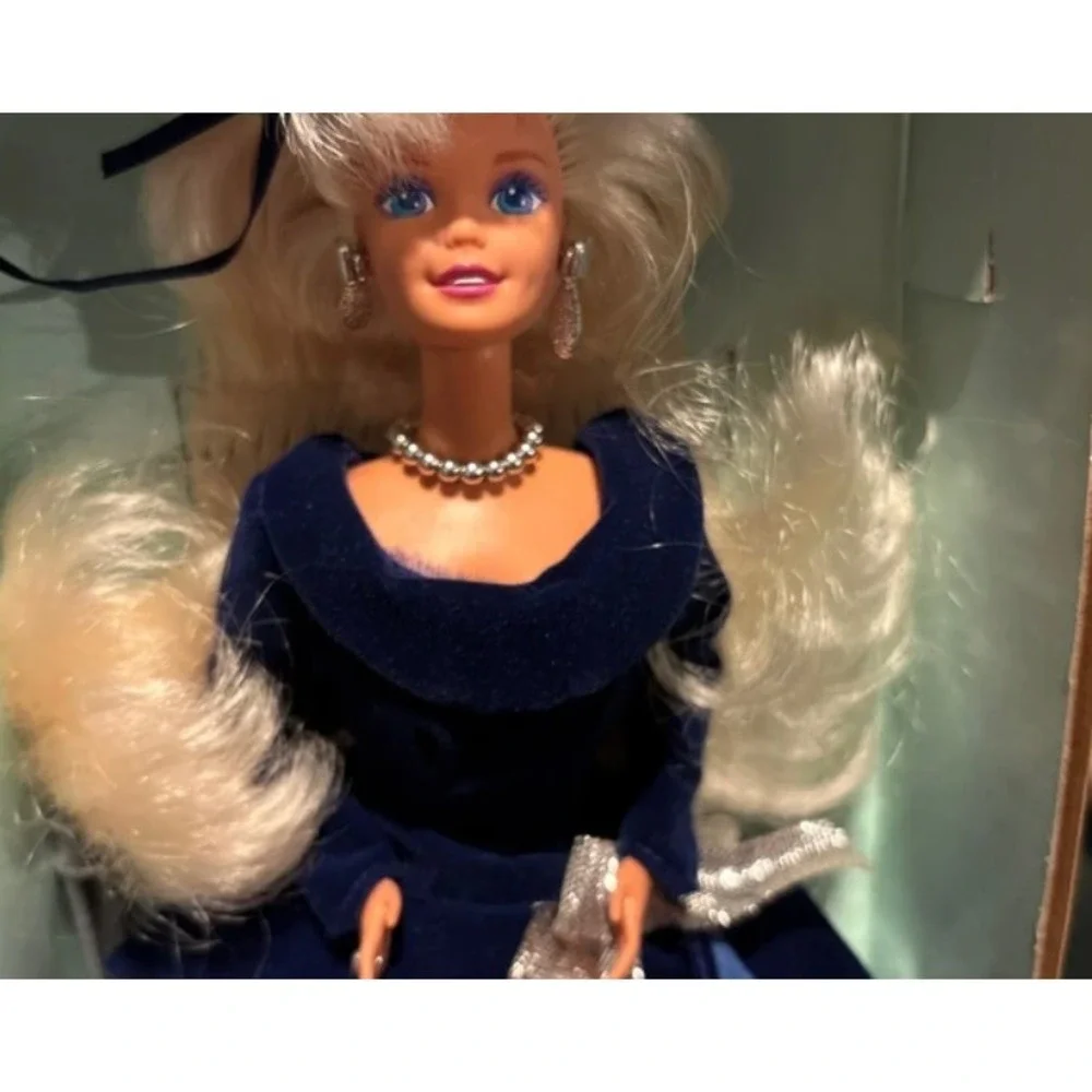 Avon Special Edition Winter Velvet Barbie  Blue Velvet Silver Gown